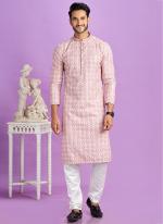 Semi Cotton Pink Traditional Wear Digital Printed Kurta Pajama